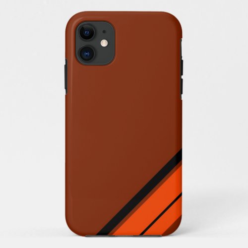 Orange and Black Striped Pattern Retro Art Design iPhone 11 Case