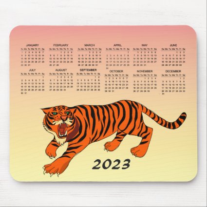 Orange and Black Striped Tiger 2023 Calendar