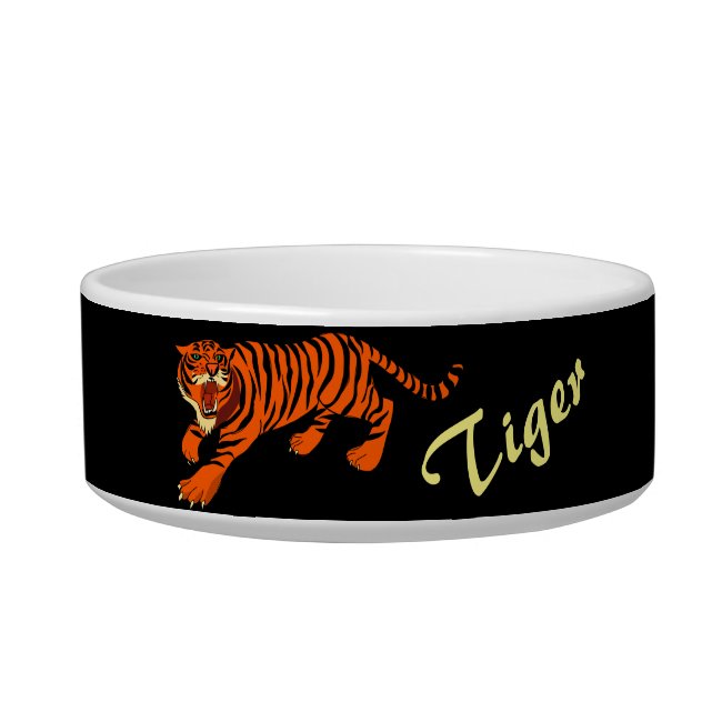 Orange and Black Striped Tiger Ceramic Pet Bowl