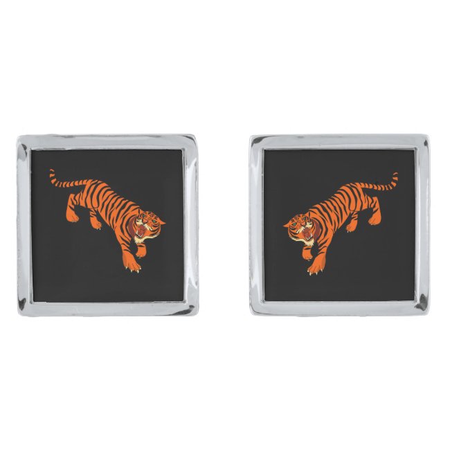 Orange and Black Striped Tiger Cufflinks