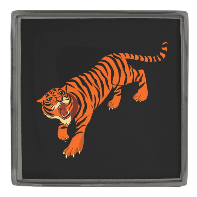 Orange and Black Striped Tiger Lapel Pin