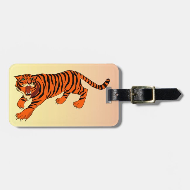 Orange and Black Striped Tiger Luggage Tag