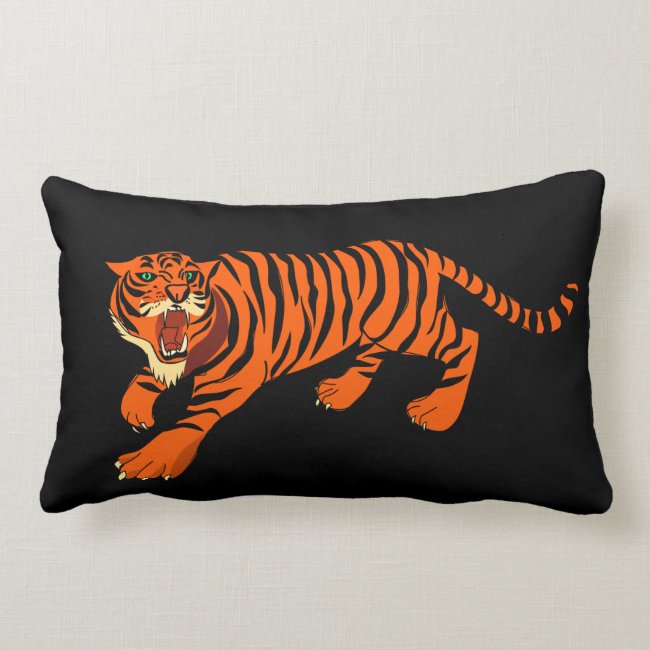 Orange and Black Striped Tiger Lumbar Pillow