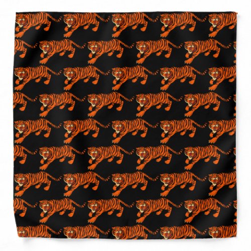 Orange and Black Striped Tiger Pattern Bandana