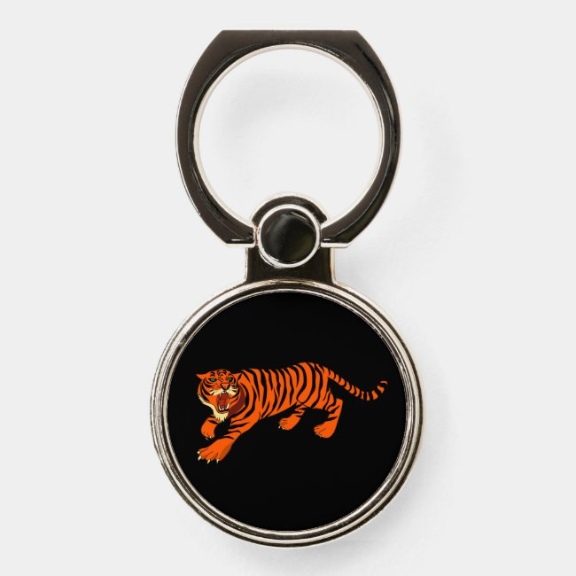 Orange and Black Striped Tiger Phone Ring Holder