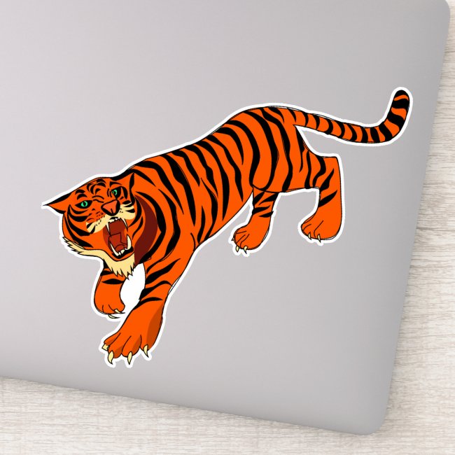 Orange and Black Striped Tiger Vinyl Sticker