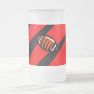 ORANGE AND BLACK STRIPES FROSTED GLASS BEER MUG
