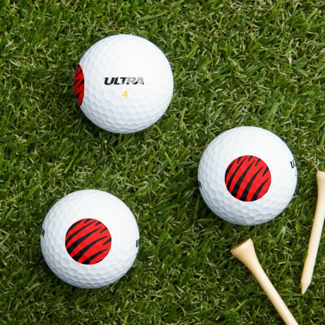 ORANGE AND BLACK STRIPES  GOLF BALLS (Insitu Grass)