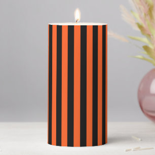 Orange and Black Stripes Pillar Candle