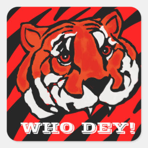 ORANGE AND BLACK STRIPES SQUARE STICKER