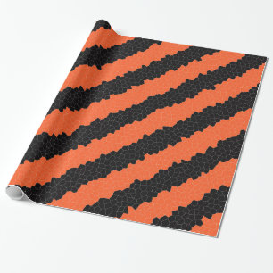 Orange And Black Stripes Wrapping Paper