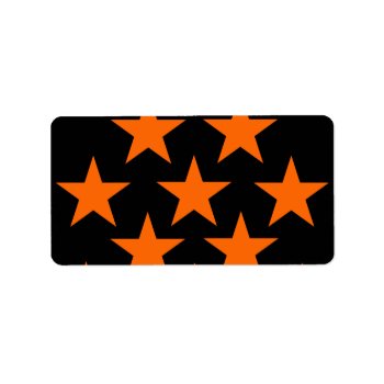 Orange And Black Super Stars Pattern Label by PrettyPatternsGifts at Zazzle