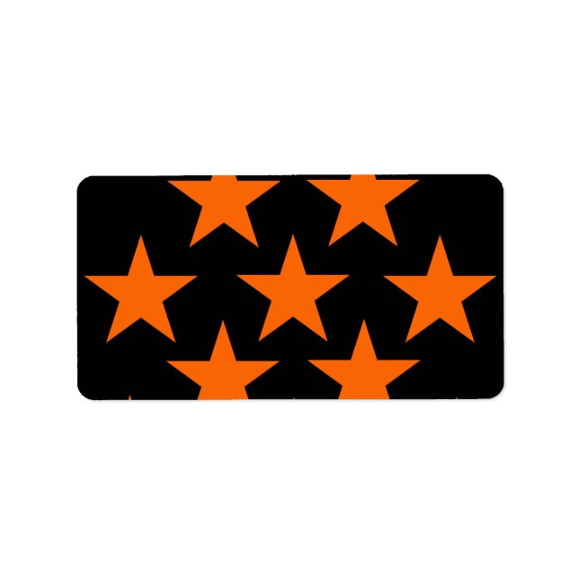 Orange and Black Super Stars Pattern Label (Front)