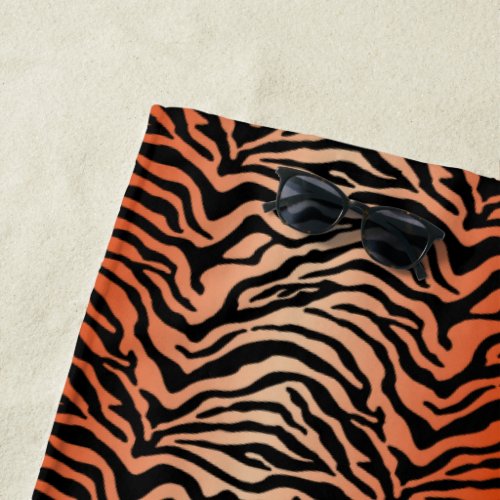 Orange and black tiger beach towel