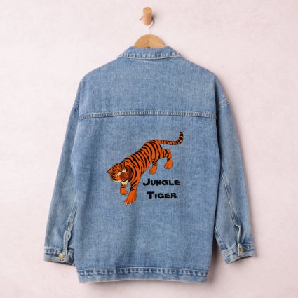 Orange and Black Tiger Denim Jacket