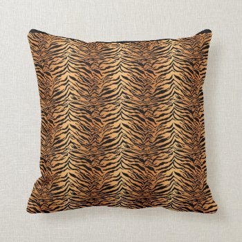 Orange And Black Tiger Print Throw Pillow by RantingCentaur at Zazzle