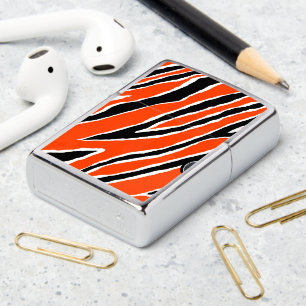 Orange and Black Tiger Strip Customable Zippo Lighter