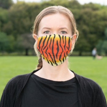 Orange And Black Tiger Stripe Adult Cloth Face Mask by DizzyDebbie at Zazzle