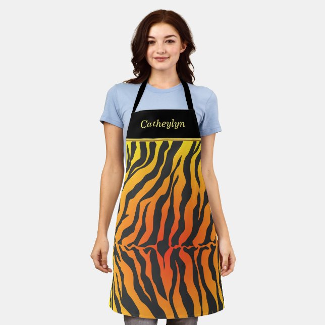 Orange and Black Tiger Stripes  Apron (Worn)