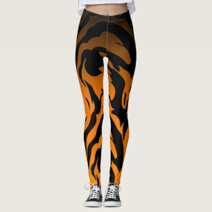 Orange and Black tiger strips Leggings