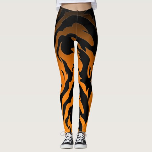 Orange and Black tiger strips  Leggings