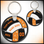 Orange And Black Volleyball Gifts For Players Keychain at Zazzle