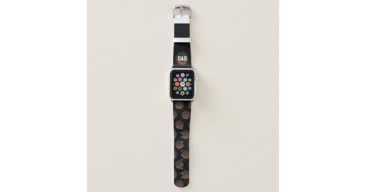 Orange and Black Volleyball Monogram Dad Apple Watch Band Zazzle