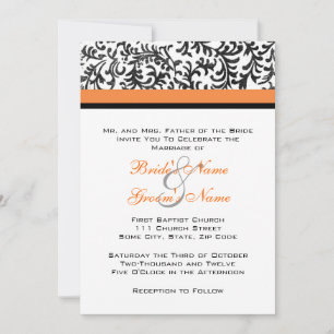 Orange and Black Wedding Invitation