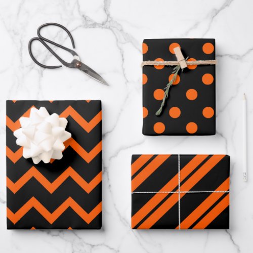 Orange And Black  Wrapping Paper Sheets