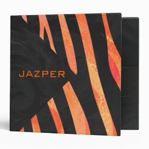 Orange and Black Zebra Monogram Binder