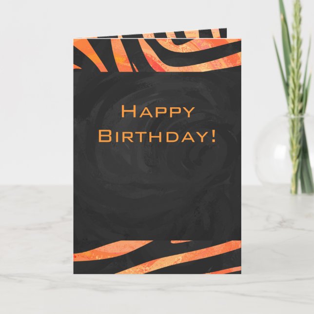 Orange and Black Zebra Monogram Card (Front)