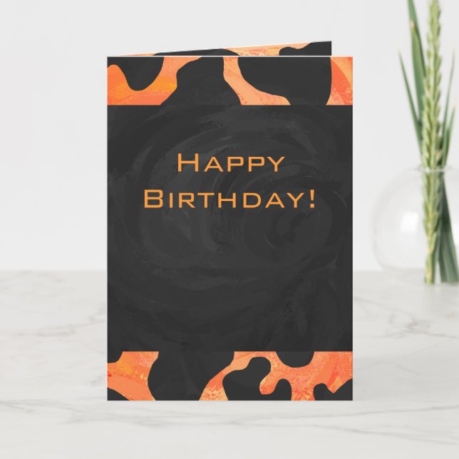 Orange and Black Zebra Monogram Card (Front)