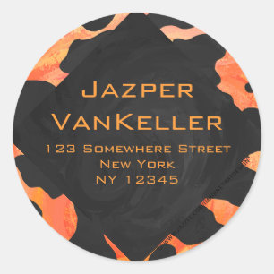 Orange and Black Zebra Monogram Classic Round Sticker