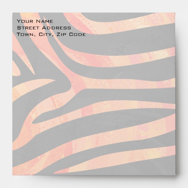 Orange and Black Zebra Monogram Envelope (Front)