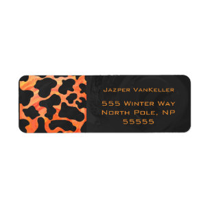 Orange and Black Zebra Monogram Label