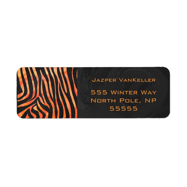 Orange and Black Zebra Monogram Label (Front)