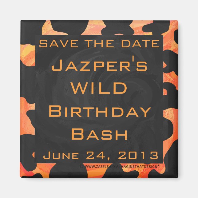 Orange and Black Zebra Monogram Magnet (Front)