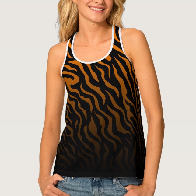 Orange and Black zebra print: Stylish  Tank Top (Front)