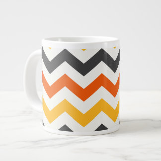 Orange and Black Zigzag Giant Coffee Mug