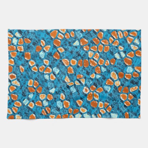 Orange and Blue Abstract Art Kitchen Towel