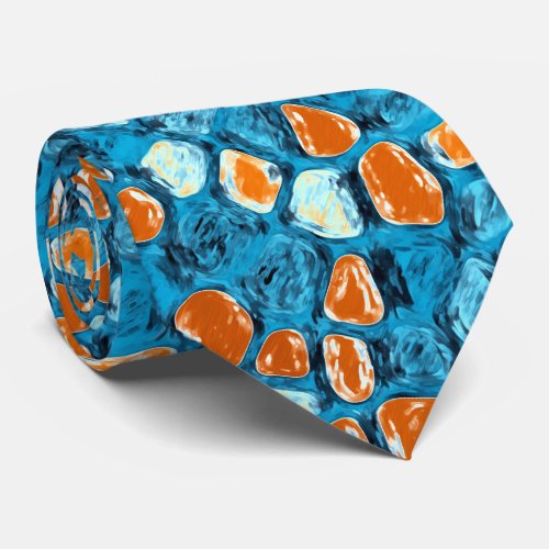Orange and Blue Abstract Art Neck Tie