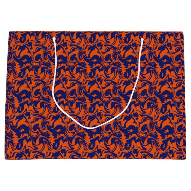 Orange and blue abstract large gift bag (Front)