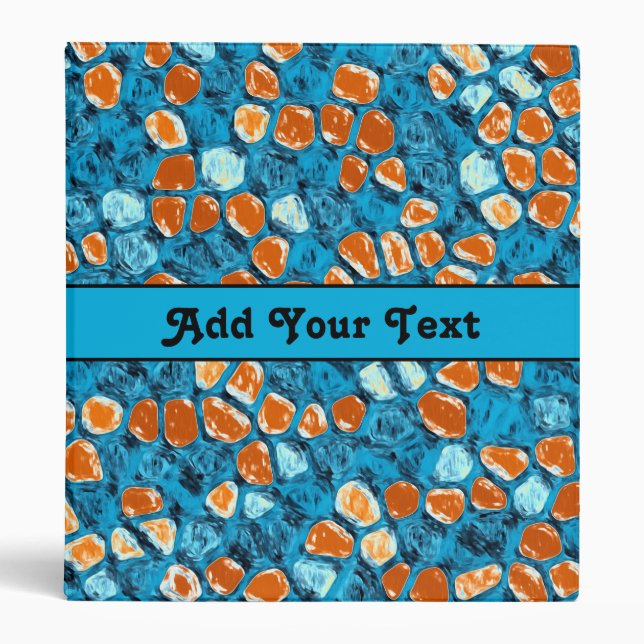 Orange and Blue Abstract Pattern 3 Ring Binder (Front)