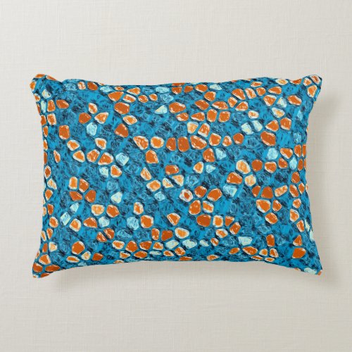 Orange and Blue Abstract Pattern Accent Pillow