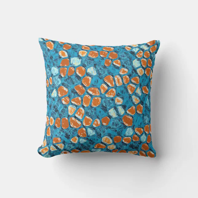 Orange and Blue Abstract Pattern Outdoor Pillow Zazzle
