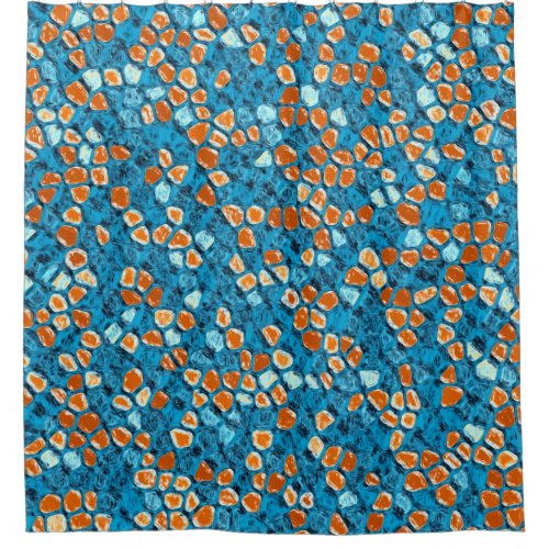 Orange and Blue Abstract Pattern Shower Curtain