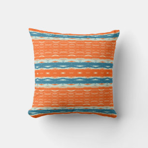 Orange and Blue Abstract Pattern Throw Pillow