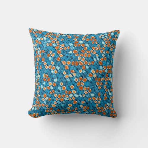 Orange and Blue Abstract Pattern Throw Pillow