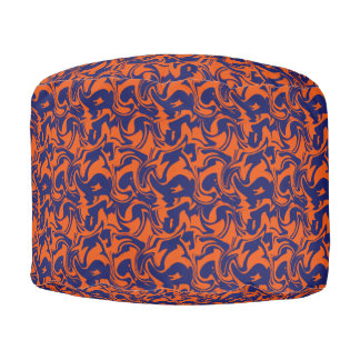Orange and blue abstract pouf