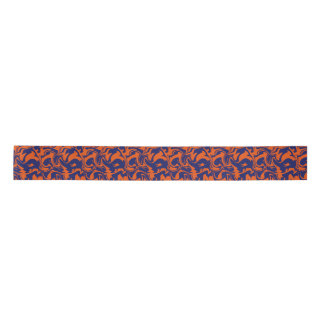 Orange and blue abstract satin ribbon